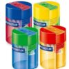 1pacSTAEDTLER CANNISTER DOUBLE HOLE PENCIL SHARPENER ASSORTED COLOURS 512 006