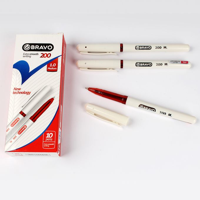 Bravo Ballpoint Pen 1 Mm Model 200 Red , 10 Pens
