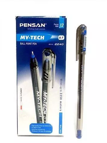 Pensan My-Tech 2240 Ballpoint Pen,Set of 12 Pieces 0.7 mm - Blue