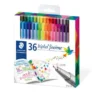 Cardboard box containing 36 triplus fineliner in assorted colours
