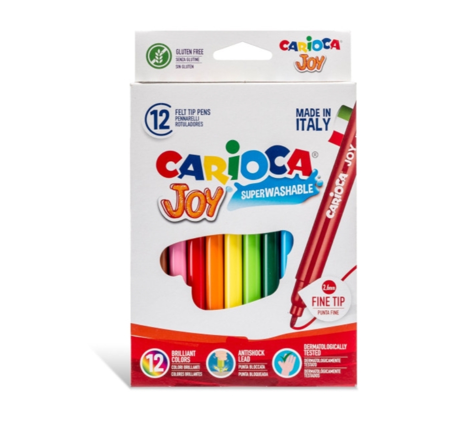 CARIOCA JOY SUPER WASHABLE FELT TIP PEN PACK OF 12
