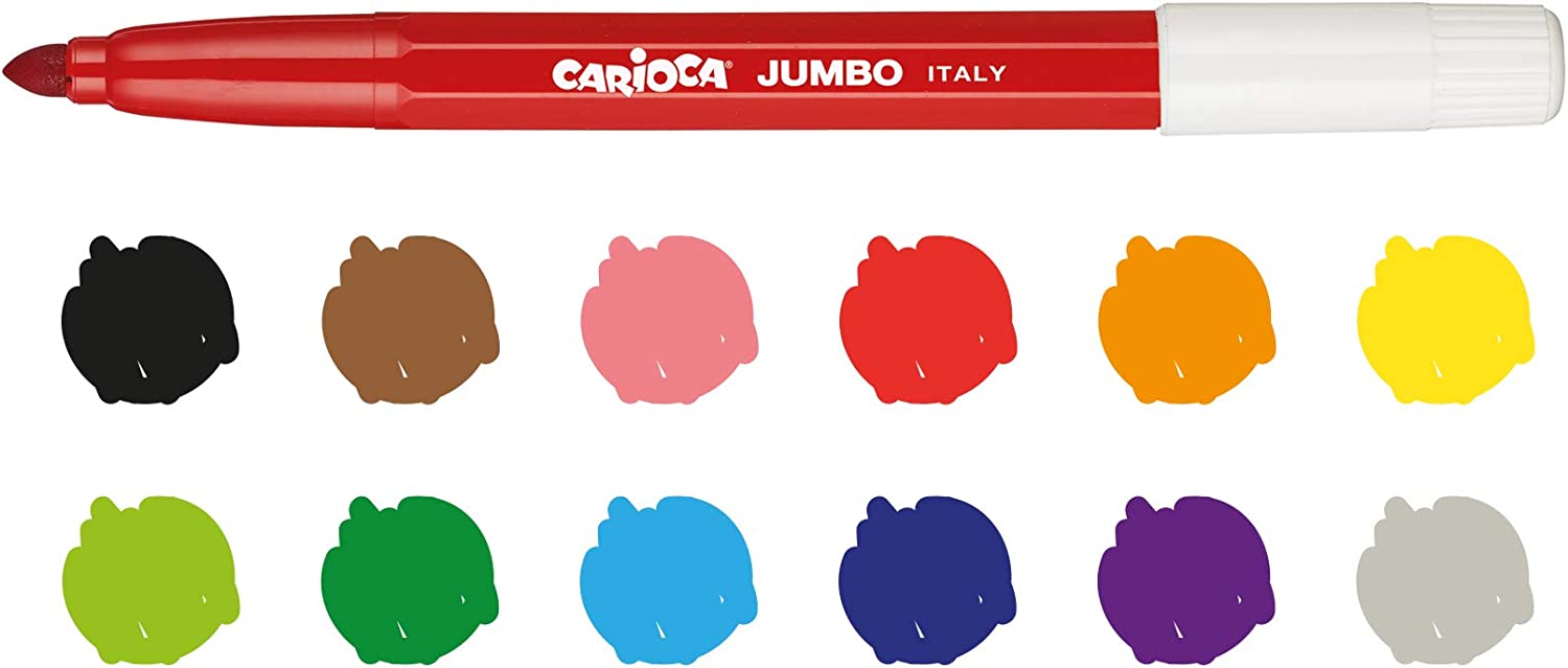 Carioca jumbo superwashable colouring markers pack of 12 - الصورة 2