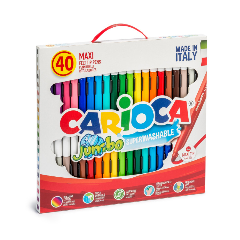 Carioca jumbo superwashable colouring markers pack of 40