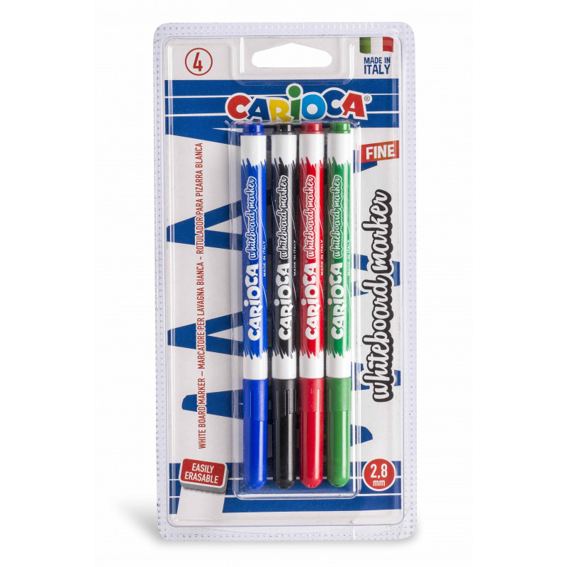 Carioca WHITEBOARD MARKERS FINE TIP pack of 4