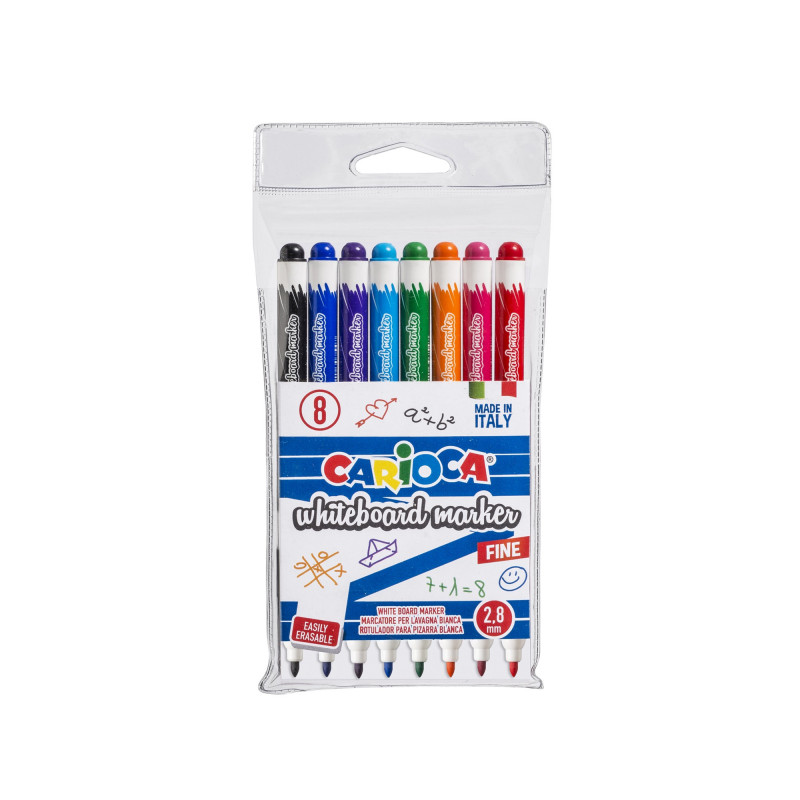 Carioca WHITEBOARD MARKERS FINE TIP pack of 8
