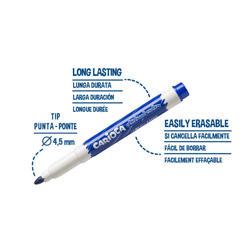 Carioca WHITEBOARD MARKERS MEDIUM TIP pack of 6 - الصورة 3