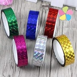 Colored Metallic Washi plastic Tape Set of 6 Rolls