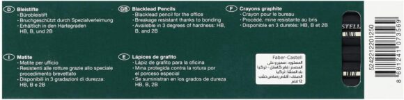 ⁦Faber castell B  blacklead wooden pencil set of 12 black⁩ - الصورة ⁦3⁩
