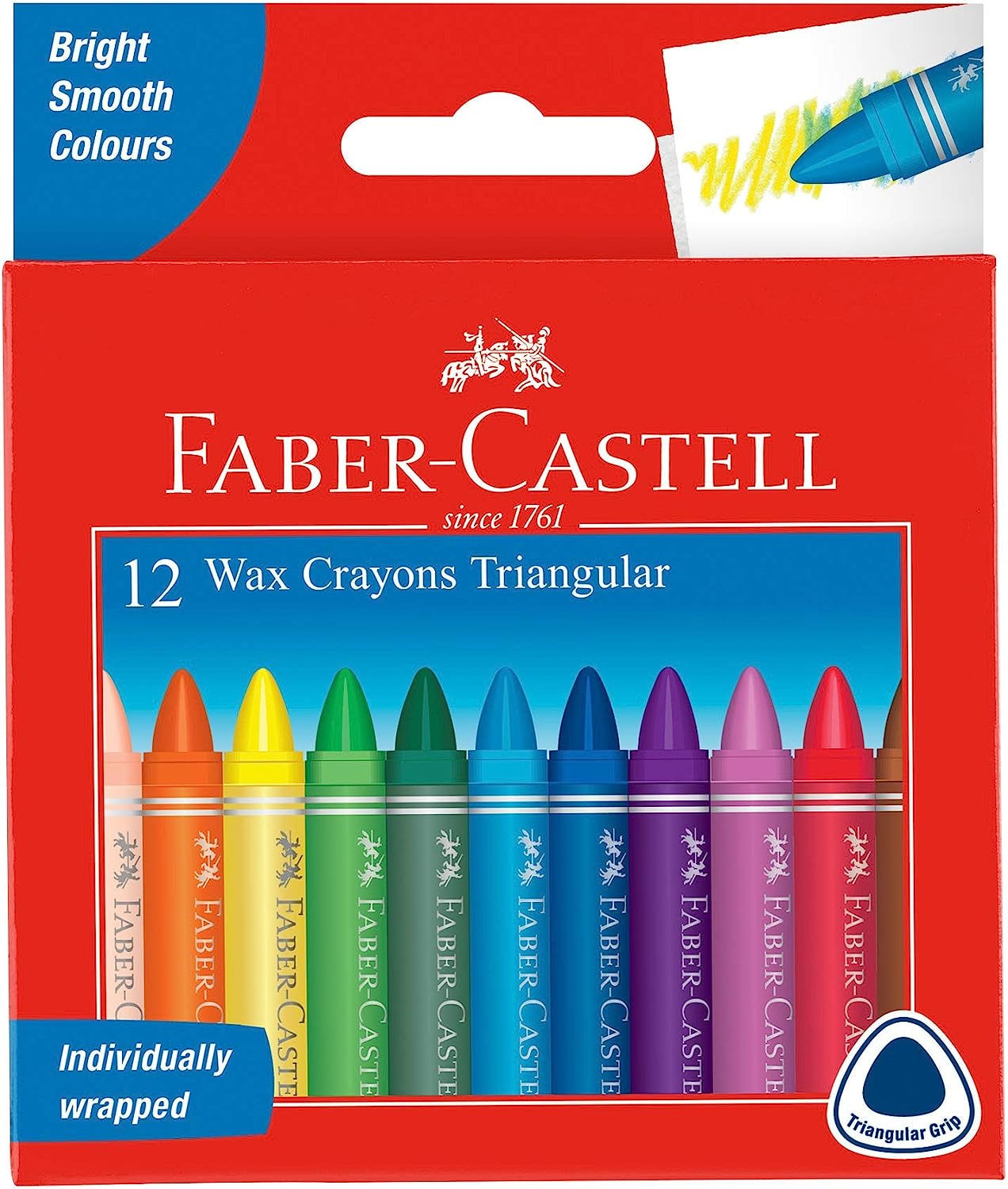 Faber Castell Triangular Wax Crayons 11 cm. Pack of 12