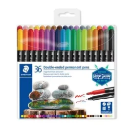 Wallet containing 36 double-ended permanent pens in assorted colours